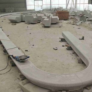 长春 芝麻白花岗岩弧形花坛石，坐凳石