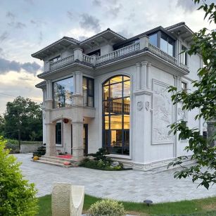 长春 白麻花岗岩私人别墅干挂石材豪华定制