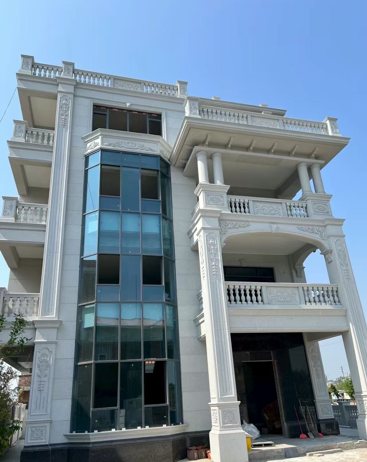 长春 白麻花岗岩别墅外墙干挂效果展示